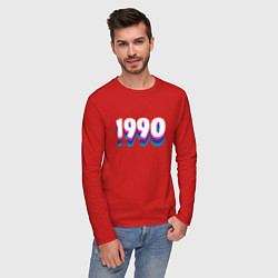 Лонгслив хлопковый мужской Made in 1990 vintage art, цвет: красный — фото 2
