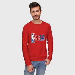 Лонгслив хлопковый мужской NBA - big logo, цвет: красный — фото 2