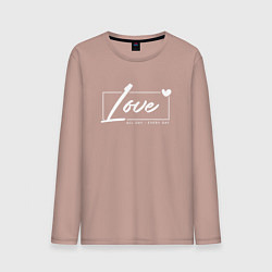 Лонгслив хлопковый мужской Love all day, цвет: пыльно-розовый