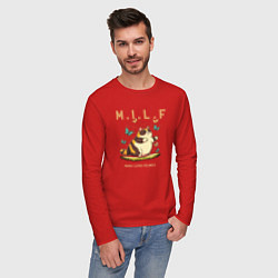 Лонгслив хлопковый мужской Man I Love Felines, цвет: красный — фото 2