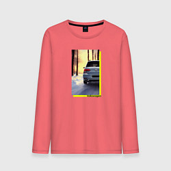 Лонгслив хлопковый мужской Volkswagen в закат, цвет: коралловый