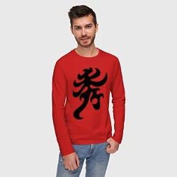 Лонгслив хлопковый мужской Японский иероглиф - Элегантность, цвет: красный — фото 2