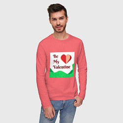 Лонгслив хлопковый мужской Романтичная валентинка с сердцем, цвет: коралловый — фото 2