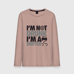 Лонгслив хлопковый мужской Я не пьяный, я дрифтер, цвет: пыльно-розовый