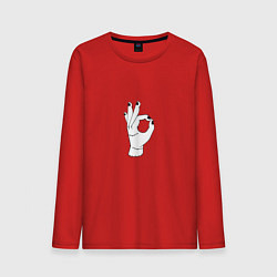 Лонгслив хлопковый мужской Вещь Аддамс жест окей, цвет: красный