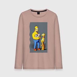 Мужской лонгслив Homer Simpson and cats - нейросеть арт