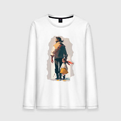 Лонгслив хлопковый мужской Дочка и отец вместе, цвет: белый