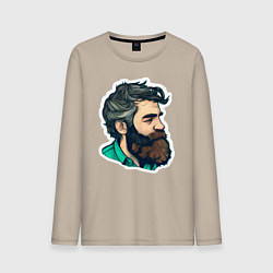 Лонгслив хлопковый мужской Мужчина с бородой, цвет: миндальный