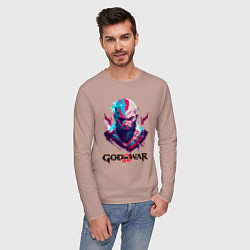 Лонгслив хлопковый мужской God of War, Kratos, цвет: пыльно-розовый — фото 2