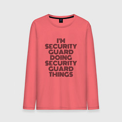 Лонгслив хлопковый мужской Im doing security guard things, цвет: коралловый