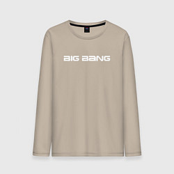 Лонгслив хлопковый мужской Big bang белый логотип, цвет: миндальный