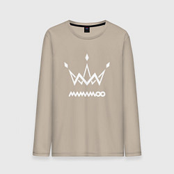 Лонгслив хлопковый мужской Mamamoo white logo, цвет: миндальный