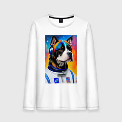 Лонгслив хлопковый мужской Стаффорд космонавт - нейросеть, цвет: белый