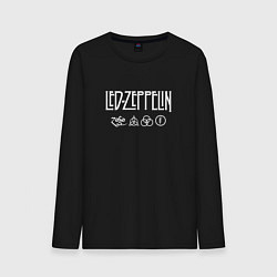 Лонгслив хлопковый мужской Led Zeppelin символы, цвет: черный