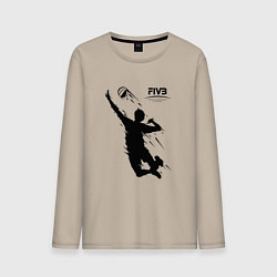 Лонгслив хлопковый мужской FIVB - международная федерация волейбола, цвет: миндальный
