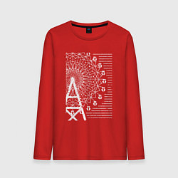 Лонгслив хлопковый мужской Колесо обозрения мандала, цвет: красный