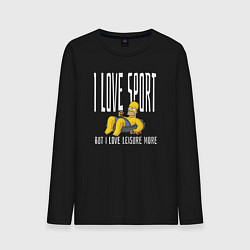 Лонгслив хлопковый мужской Я люблю спорт, но отдыхать люблю больше, цвет: черный