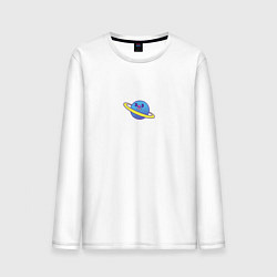 Лонгслив хлопковый мужской Весёлая планета с кольцами в стиле 90-х, цвет: белый