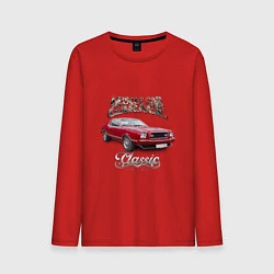 Лонгслив хлопковый мужской Маслкар Ford Mustang, цвет: красный