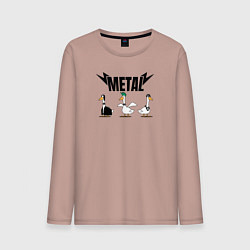Лонгслив хлопковый мужской Гуси metal, цвет: пыльно-розовый