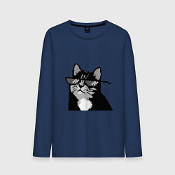 Мужской лонгслив Pixel coot cat in glasses