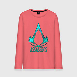 Лонгслив хлопковый мужской Assassins Creed art, цвет: коралловый