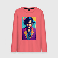Лонгслив хлопковый мужской Johnny Depp - celebrity, цвет: коралловый