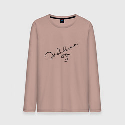 Лонгслив хлопковый мужской Джон Леннон - автограф, цвет: пыльно-розовый
