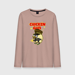 Лонгслив хлопковый мужской Chicken Gun - игра, цвет: пыльно-розовый