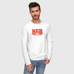 Лонгслив хлопковый мужской KGB Red, цвет: белый — фото 2