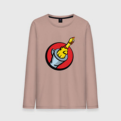 Лонгслив хлопковый мужской Chicken gun логотип, цвет: пыльно-розовый