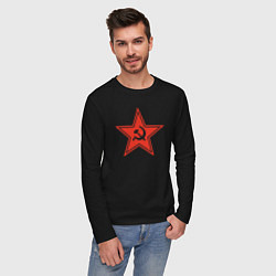 Лонгслив хлопковый мужской USSR star, цвет: черный — фото 2