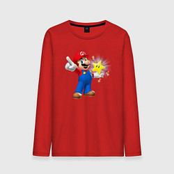 Лонгслив хлопковый мужской Марио держит звезду, цвет: красный