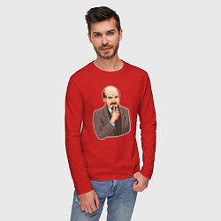 Лонгслив хлопковый мужской Ленин - тихо, цвет: красный — фото 2