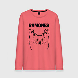 Лонгслив хлопковый мужской Ramones - rock cat, цвет: коралловый