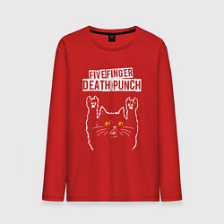 Лонгслив хлопковый мужской Five Finger Death Punch rock cat, цвет: красный