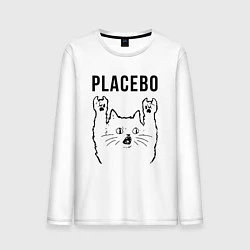 Лонгслив хлопковый мужской Placebo - rock cat, цвет: белый