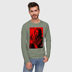 Лонгслив хлопковый мужской John Wick Baba Yaga art, цвет: авокадо — фото 2