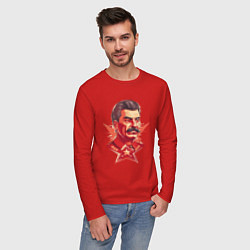 Лонгслив хлопковый мужской Граффити Сталин, цвет: красный — фото 2