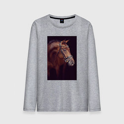 Лонгслив хлопковый мужской Лошадь во всей красе, цвет: меланж
