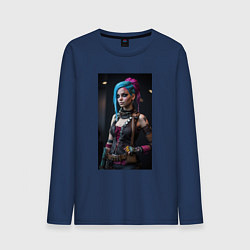 Лонгслив хлопковый мужской Jinx model Arcane League of Legends, цвет: тёмно-синий