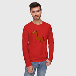 Лонгслив хлопковый мужской Длинная лошадка, цвет: красный — фото 2