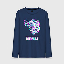 Лонгслив хлопковый мужской Burzum glitch rock, цвет: тёмно-синий