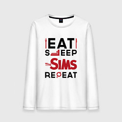 Мужской лонгслив Надпись: eat sleep The Sims repeat