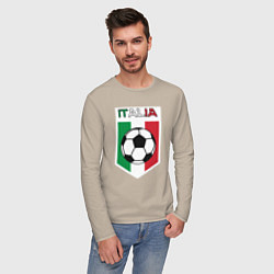 Лонгслив хлопковый мужской Футбол Италии, цвет: миндальный — фото 2
