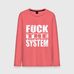 Лонгслив хлопковый мужской SoD - f**k the system, цвет: коралловый