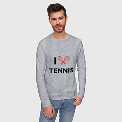 Лонгслив хлопковый мужской I Love Tennis цвета меланж — фото 2