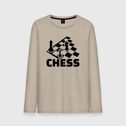 Лонгслив хлопковый мужской Chess game, цвет: миндальный