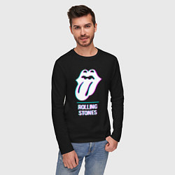Лонгслив хлопковый мужской Rolling Stones glitch rock, цвет: черный — фото 2