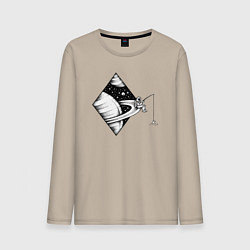 Лонгслив хлопковый мужской Space fisher, цвет: миндальный
